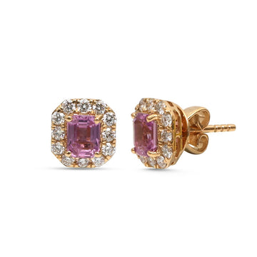 JPERG-4510/12754 Pink Sapphire Diamond Earring | 18K