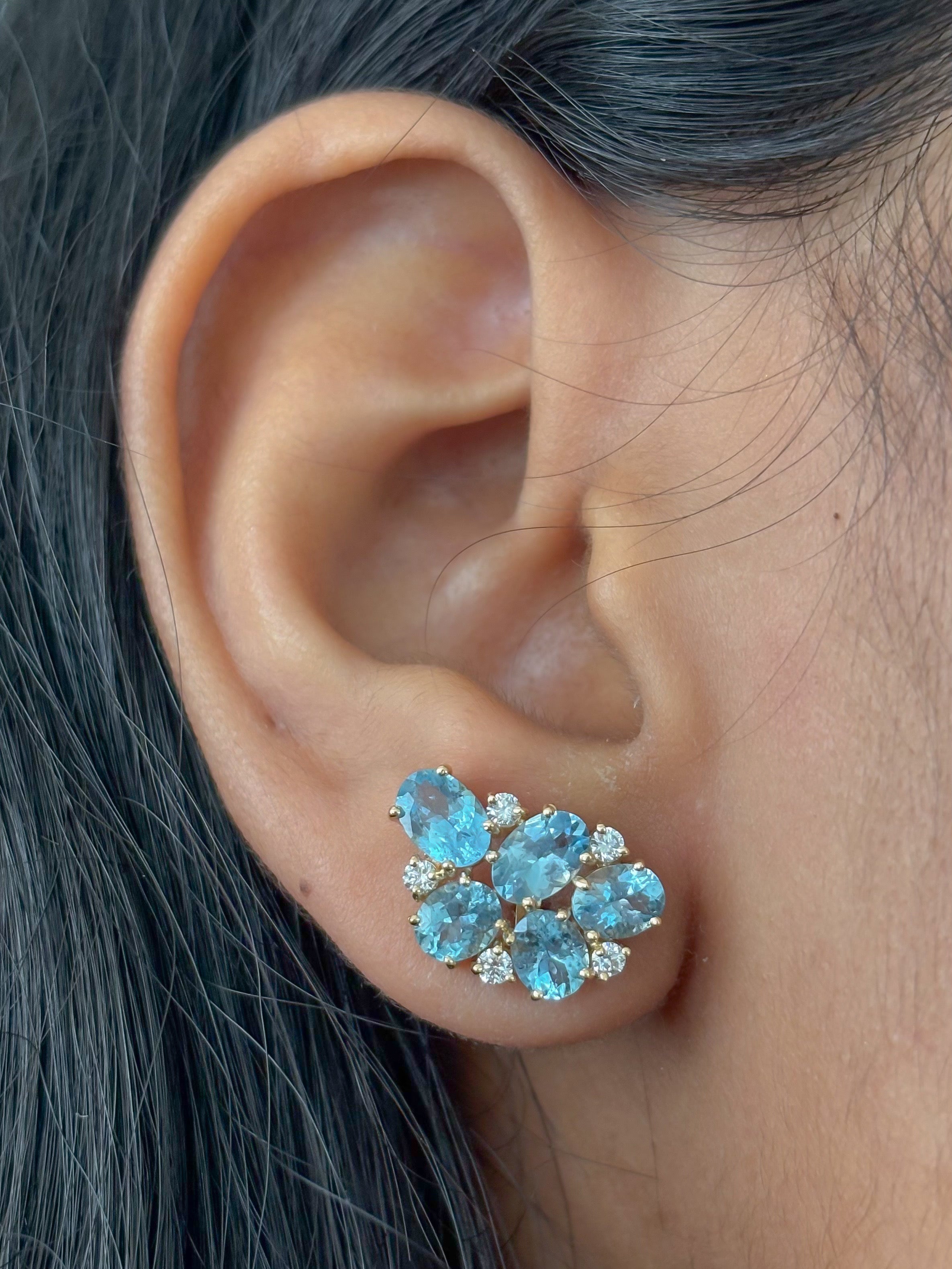 JPERG-4511/12755 Aquamarine Diamond Earring | 18K