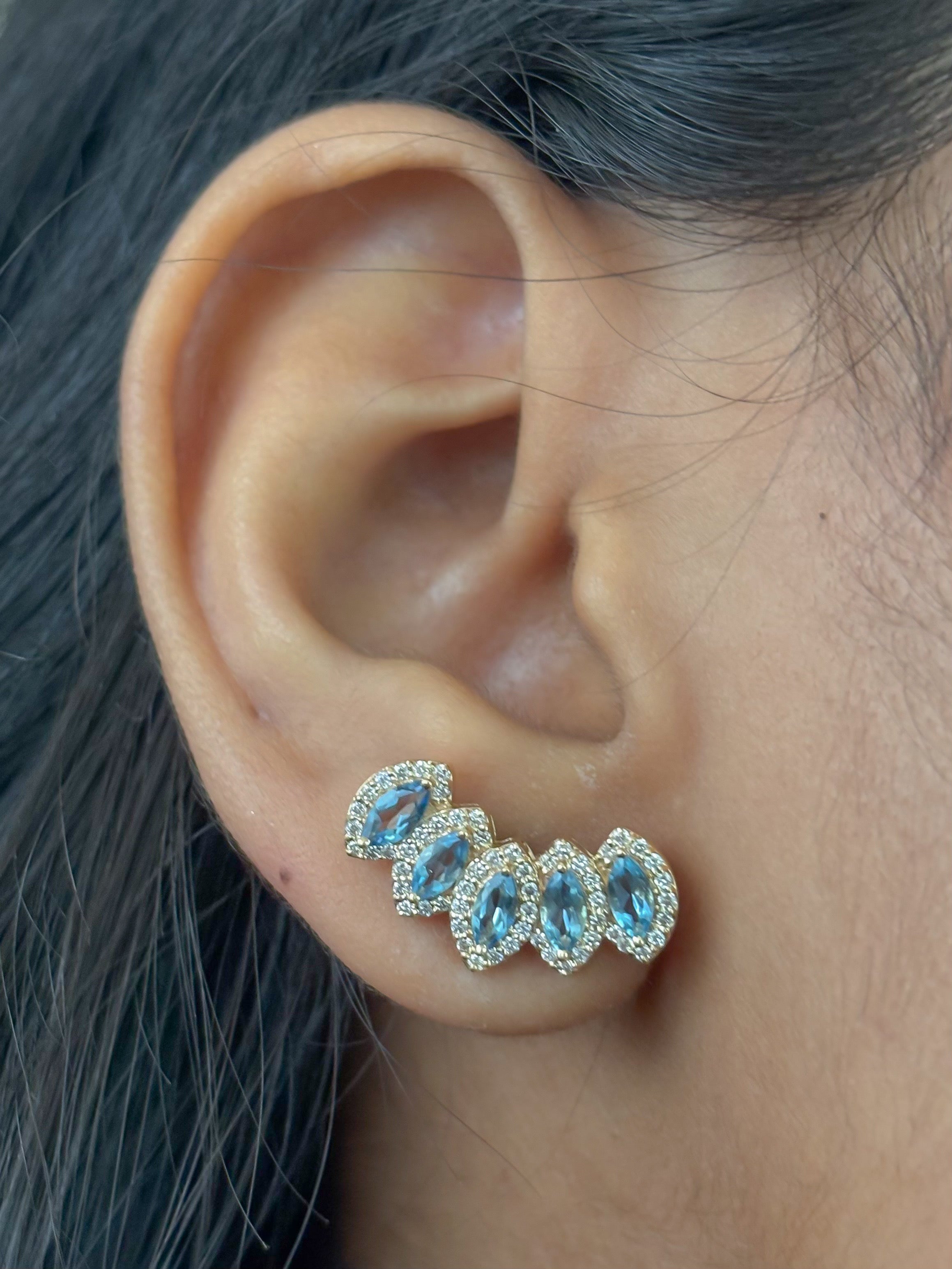 JPERG-4512/12756 Aquamarine Diamond Earring | 18K