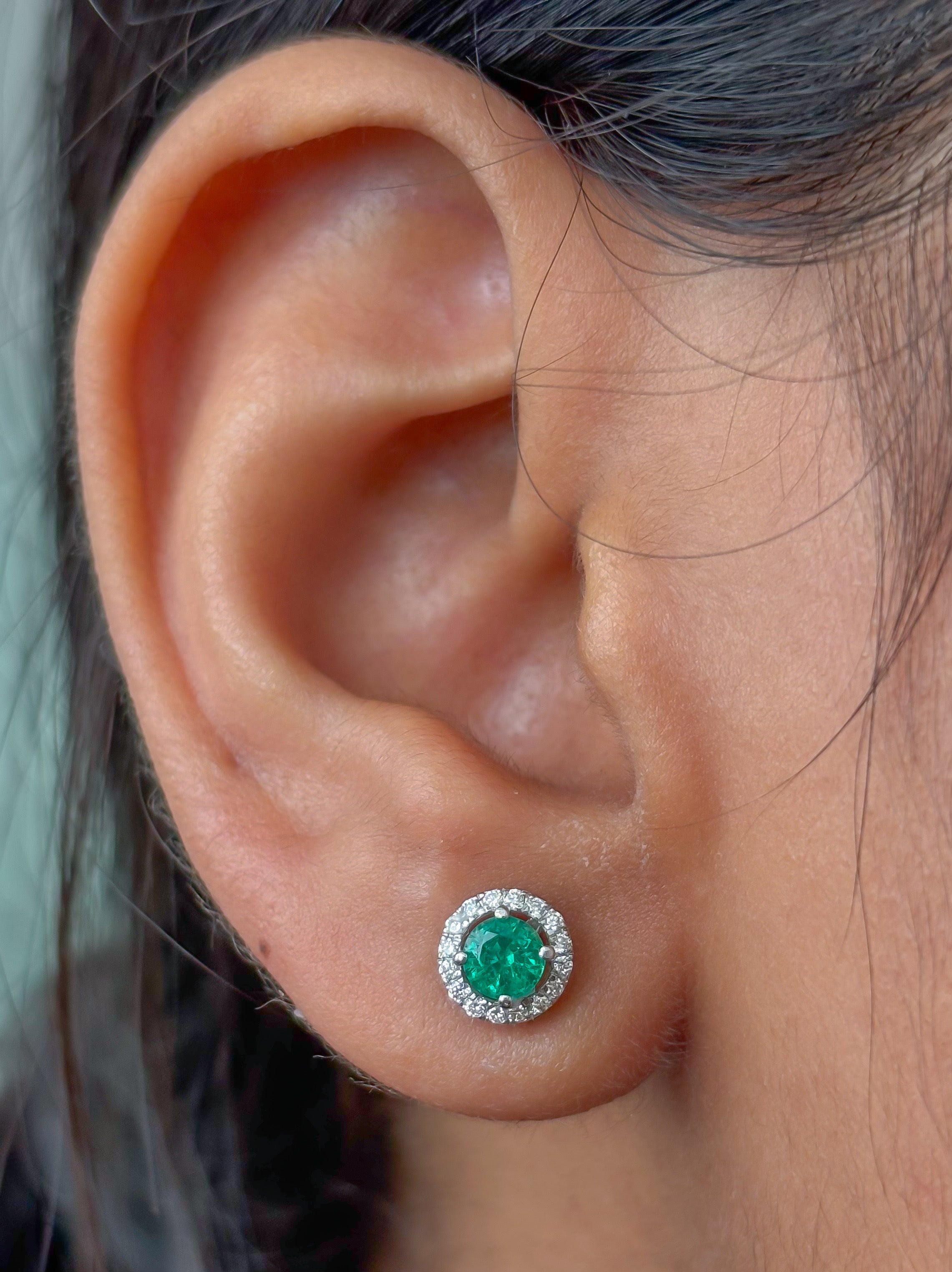 JPERG-4519/12814 Emerald Diamond Earring | 18K