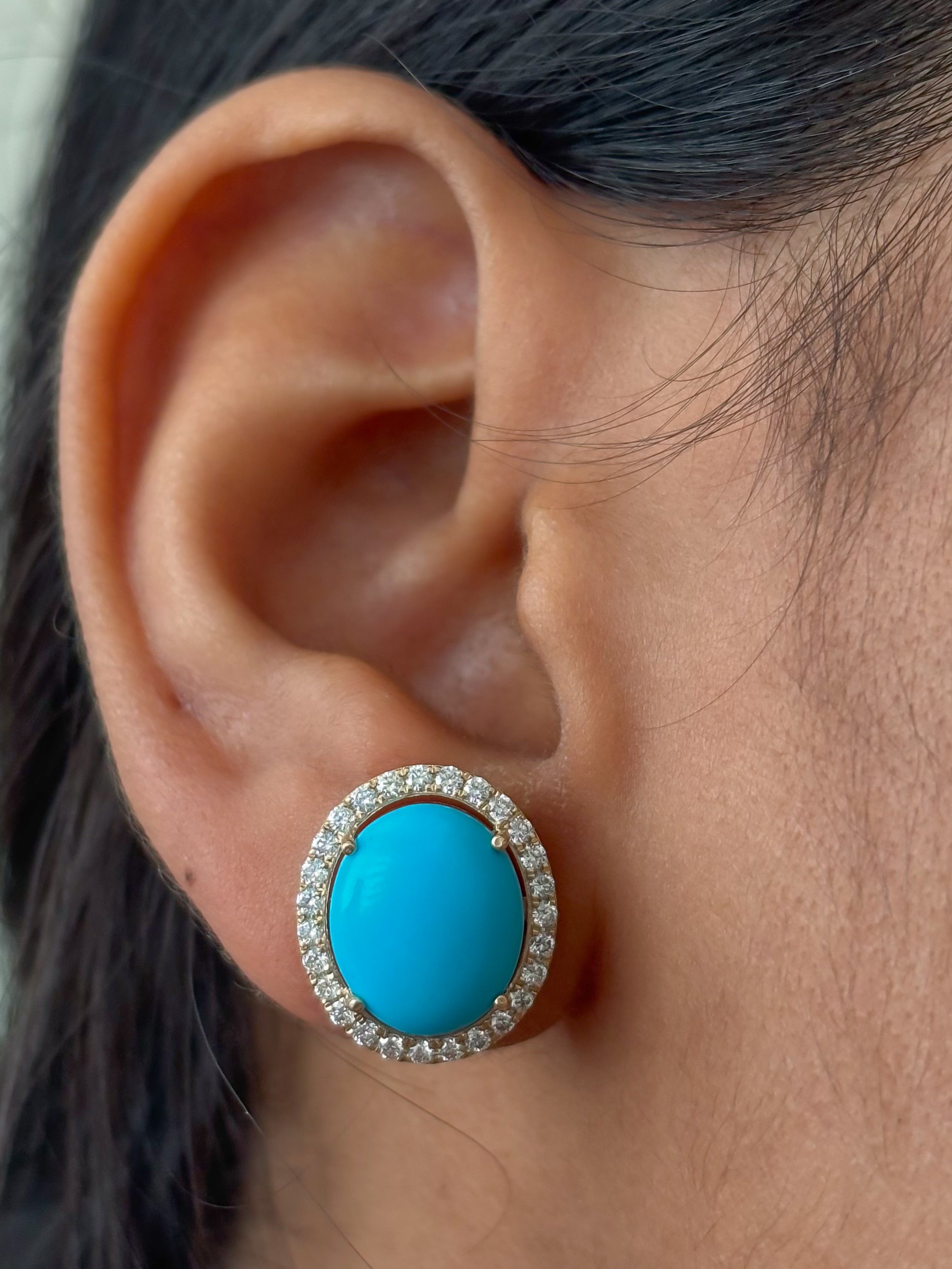 JPERG-4520/12837 Turquoise Diamond Earring | 14K