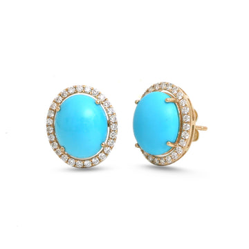 JPERG-4520/12837 Turquoise Diamond Earring | 14K