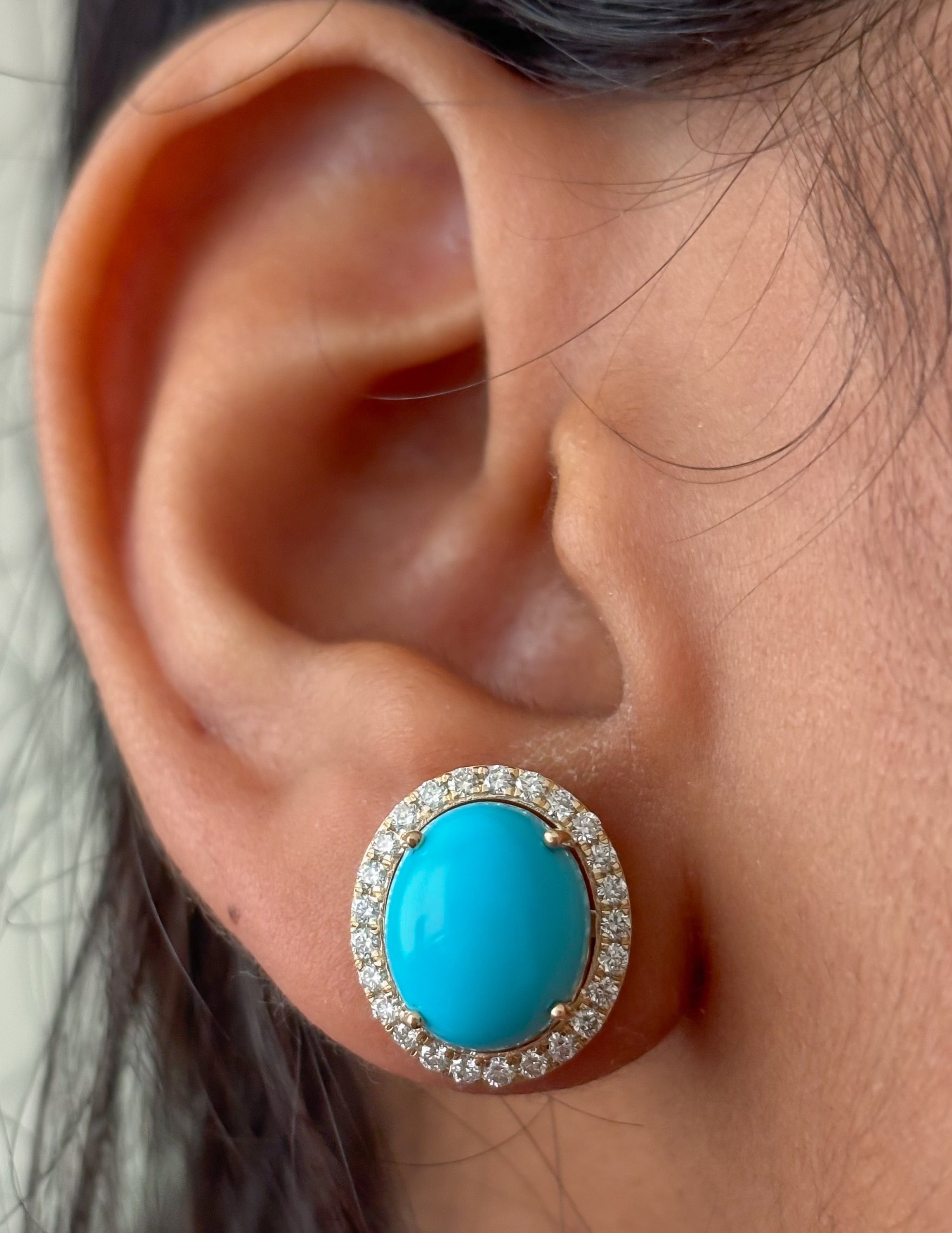 JPERG-4521/12838 Turquoise Diamond Earring | 14K