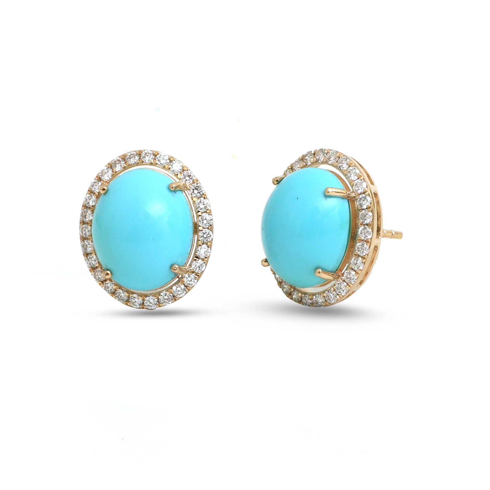 JPERG-4522/12839 Diamond Turquoise Earring | 14K