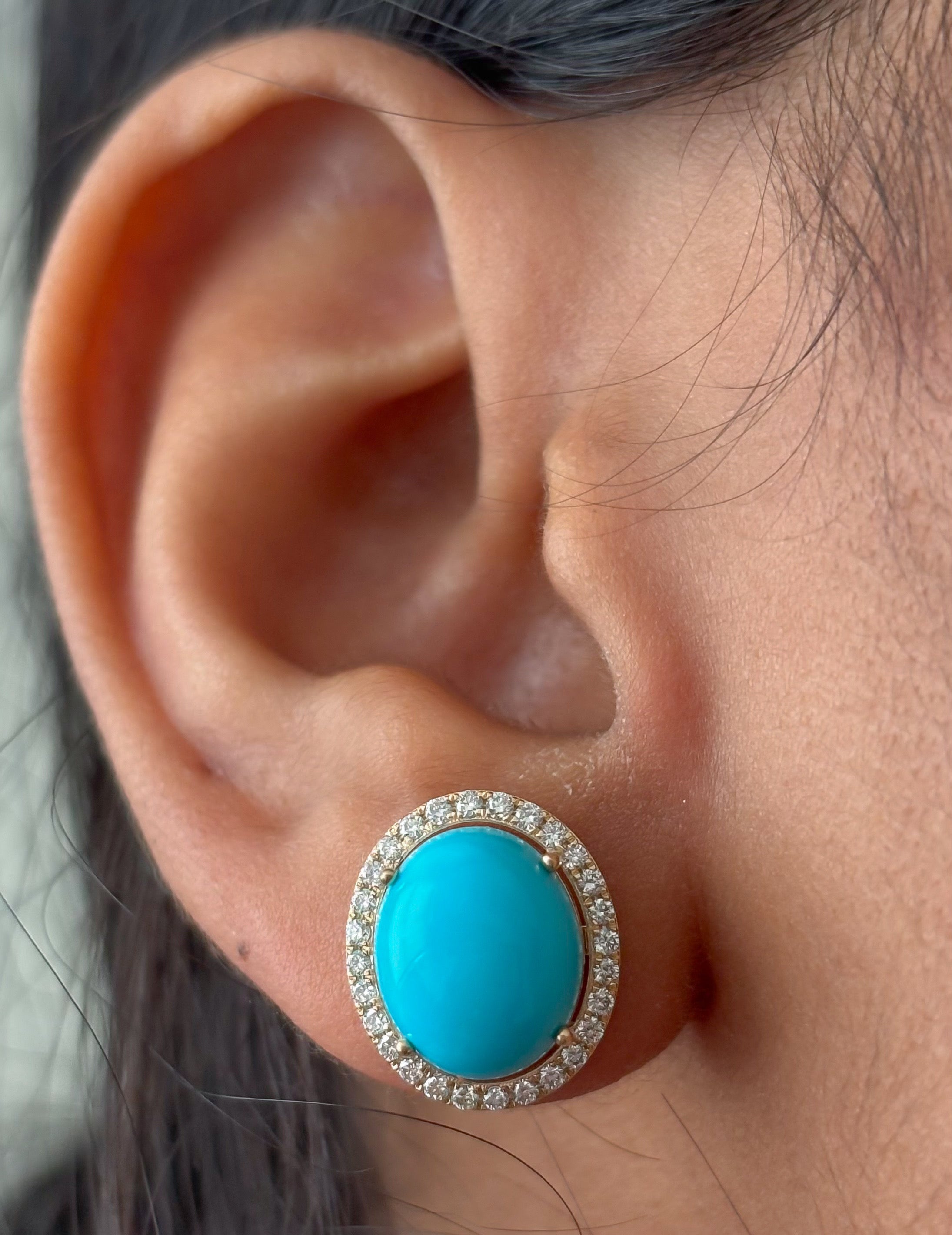JPERG-4523/12840 Diamond Turquoise Earring | 14K