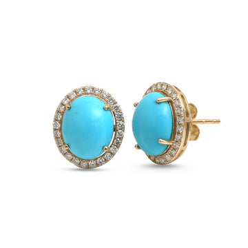 JPERG-4523/12840 Diamond Turquoise Earring | 14K