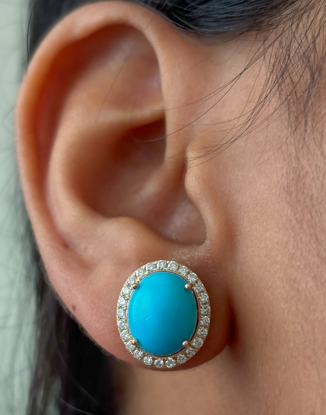 JPERG-4524/12841 Turquoise Diamond Earring | 14K