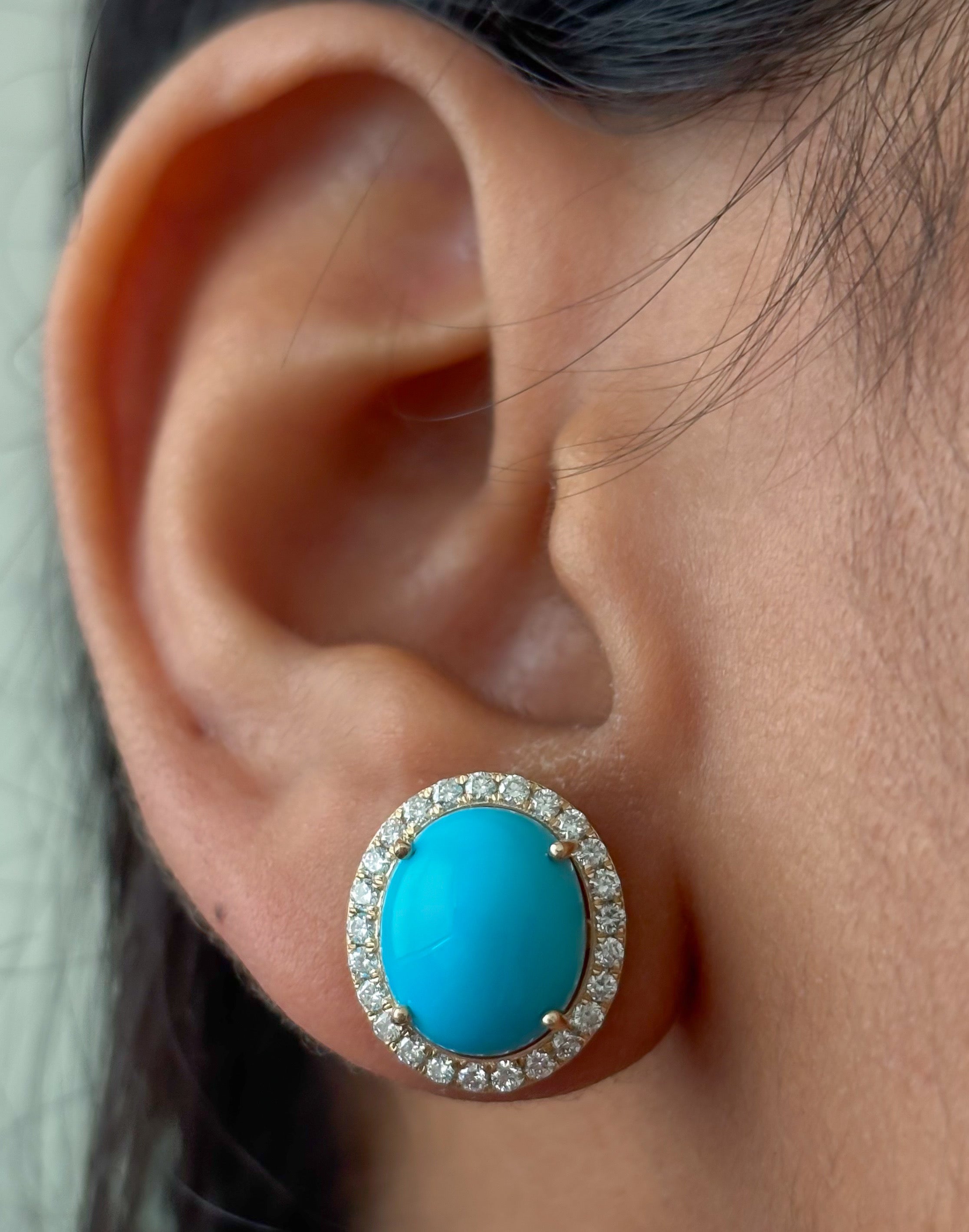 JPERG-4524/12841 Turquoise Diamond Earring | 14K