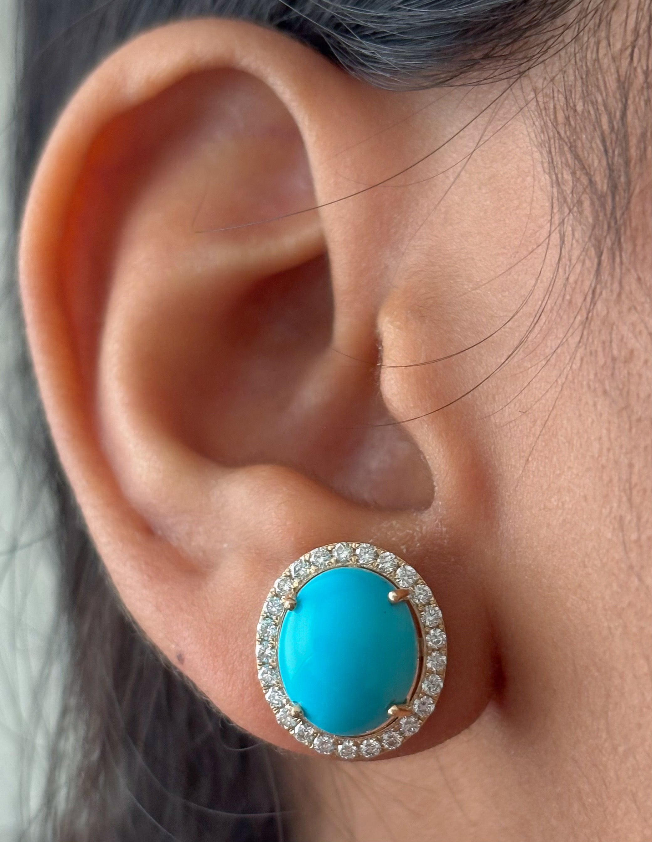 JPERG-4525/12842 Turquoise Diamond Earring | 14K