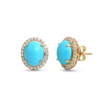 JPERG-4525/12842 Turquoise Diamond Earring | 14K