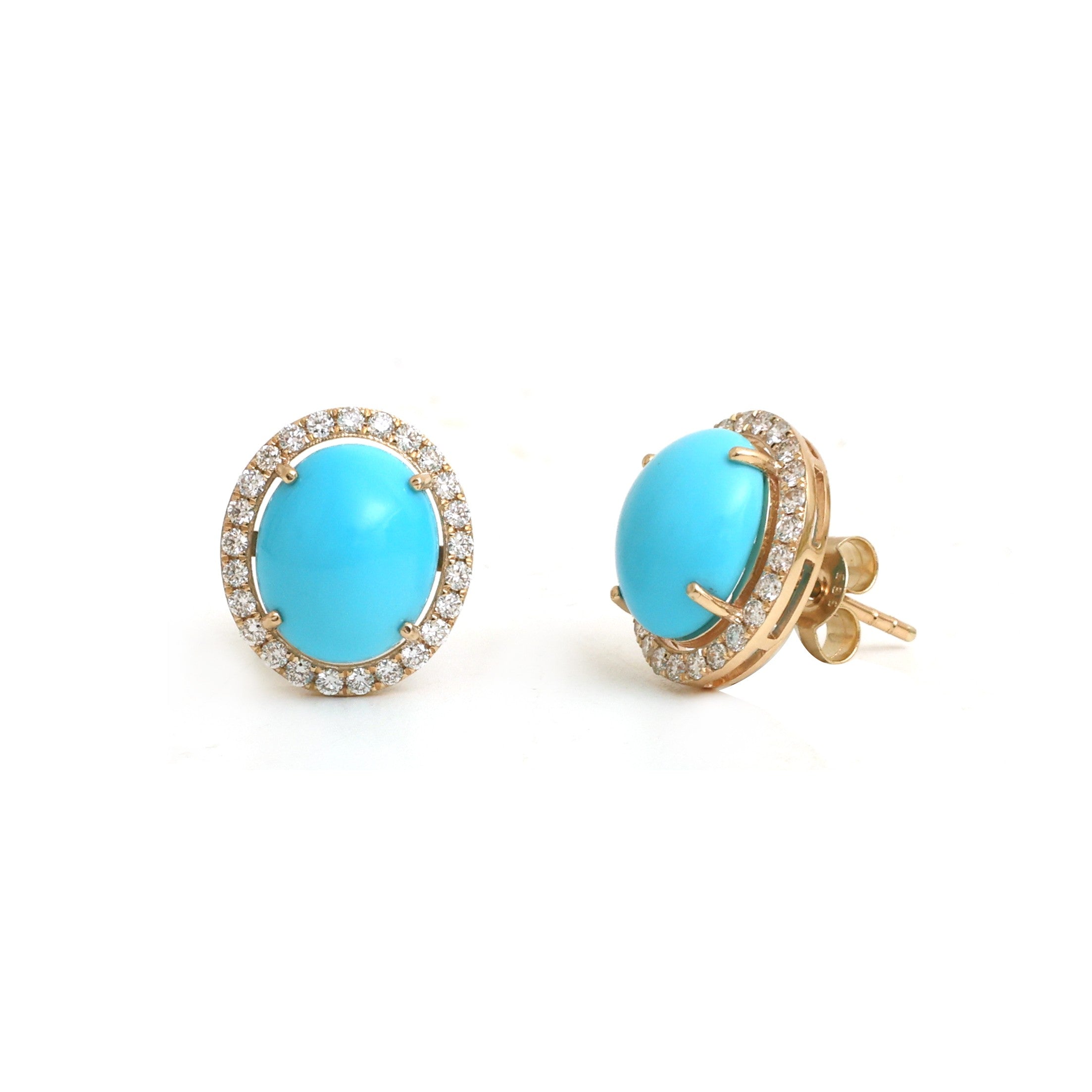 JPERG-4528/12845 Turquoise Diamond Earring | 14K