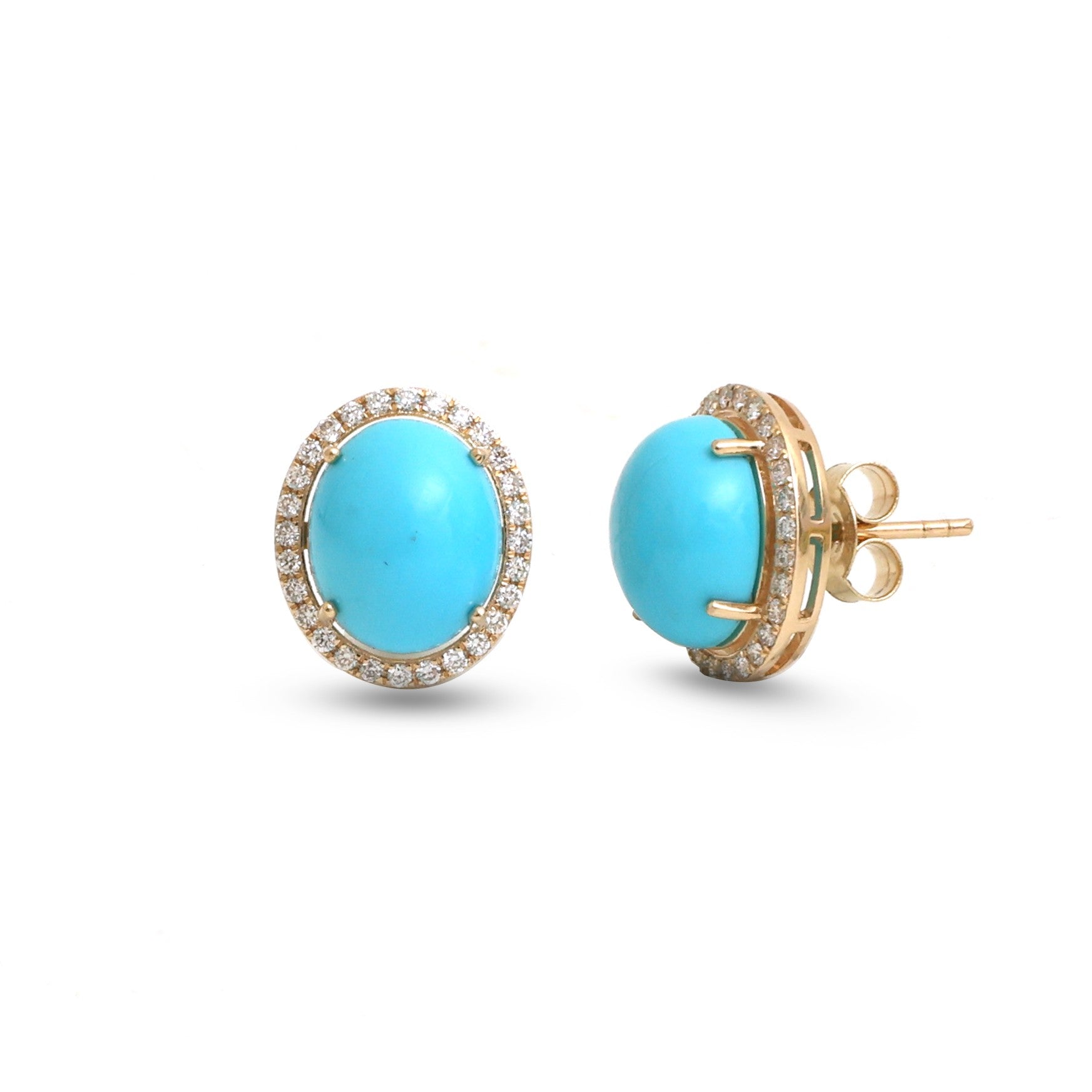 JPERG-4529/12846 Turquoise Diamond Earring | 14K