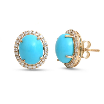 JPERG-4530/12847 Turquoise Diamond Earring | 14K