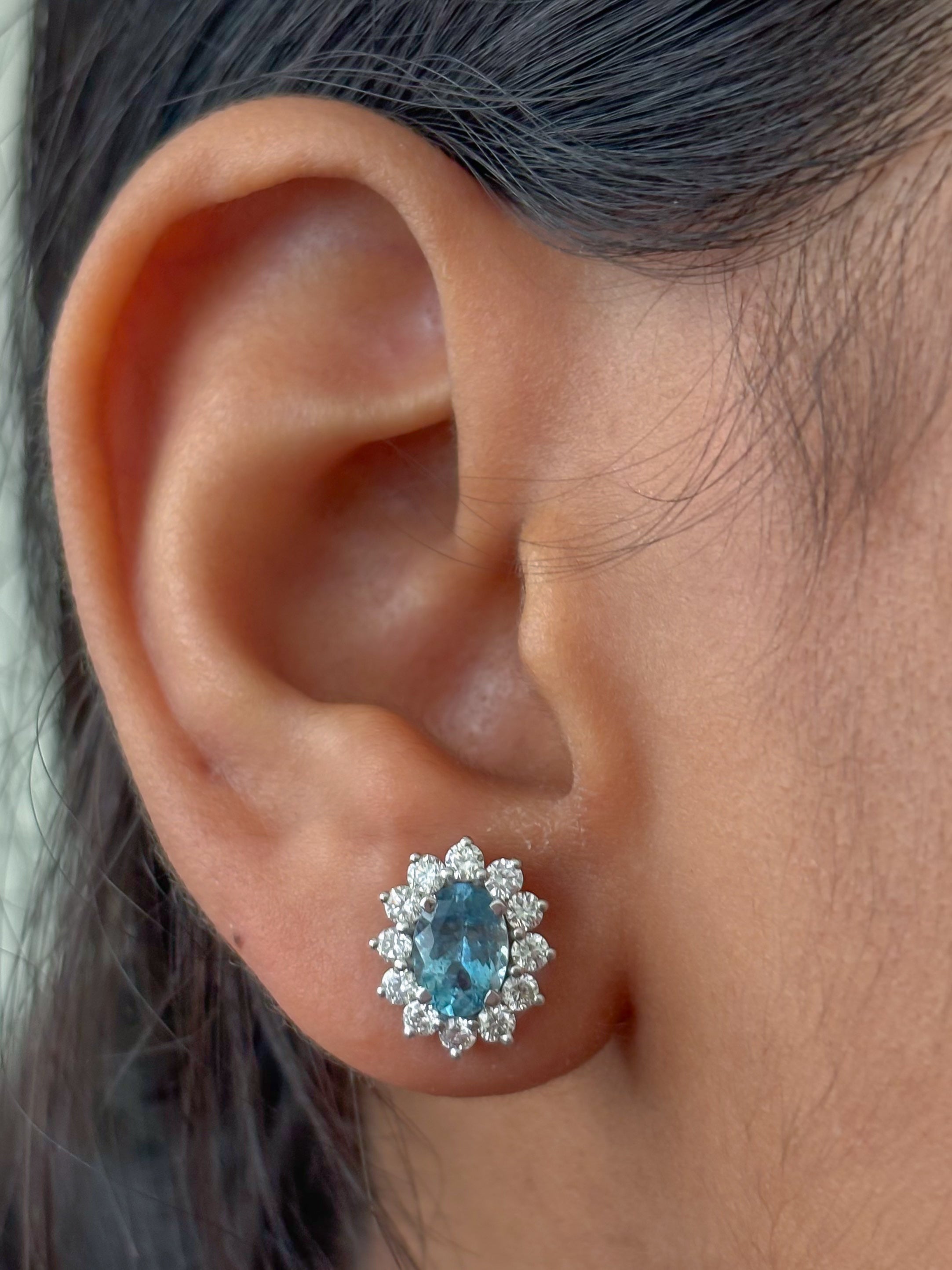 JPERG-4531/12848 Aquamarine Diamond Earring | 14K
