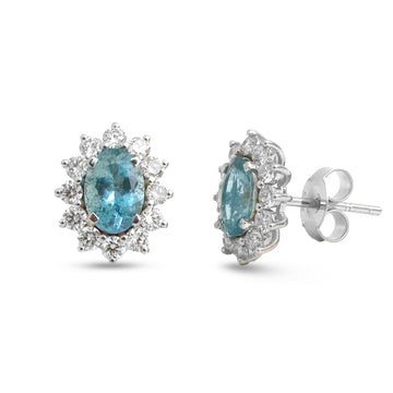 JPERG-4532/12849 Diamond Aquamarine Earring | 14K