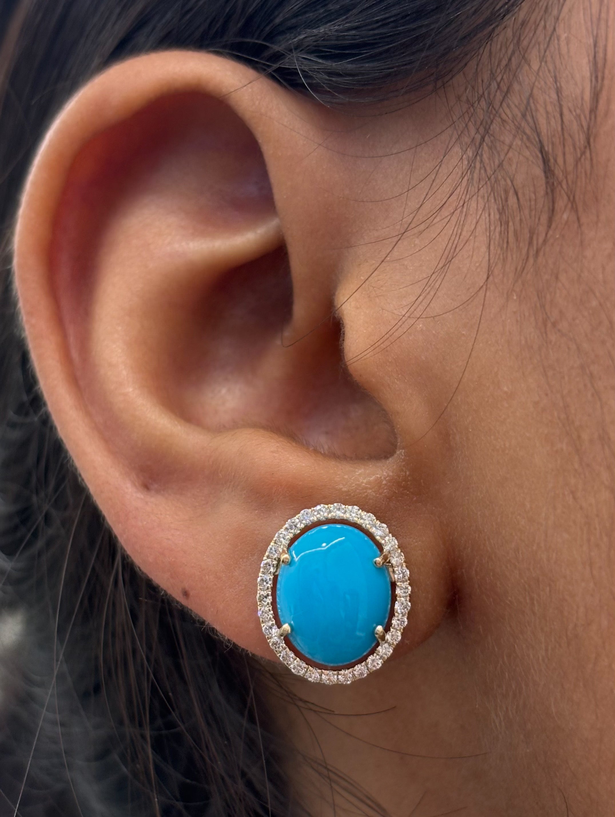 JPERG-4534/12851 Turquoise Diamond Earring | 14K