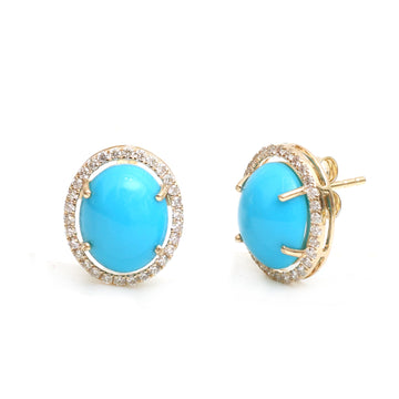 JPERG-4534/12851 Turquoise Diamond Earring | 14K