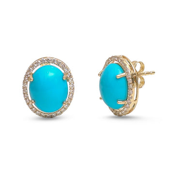 JPERG-4535/12852 Turquoise Diamond Earring | 14K