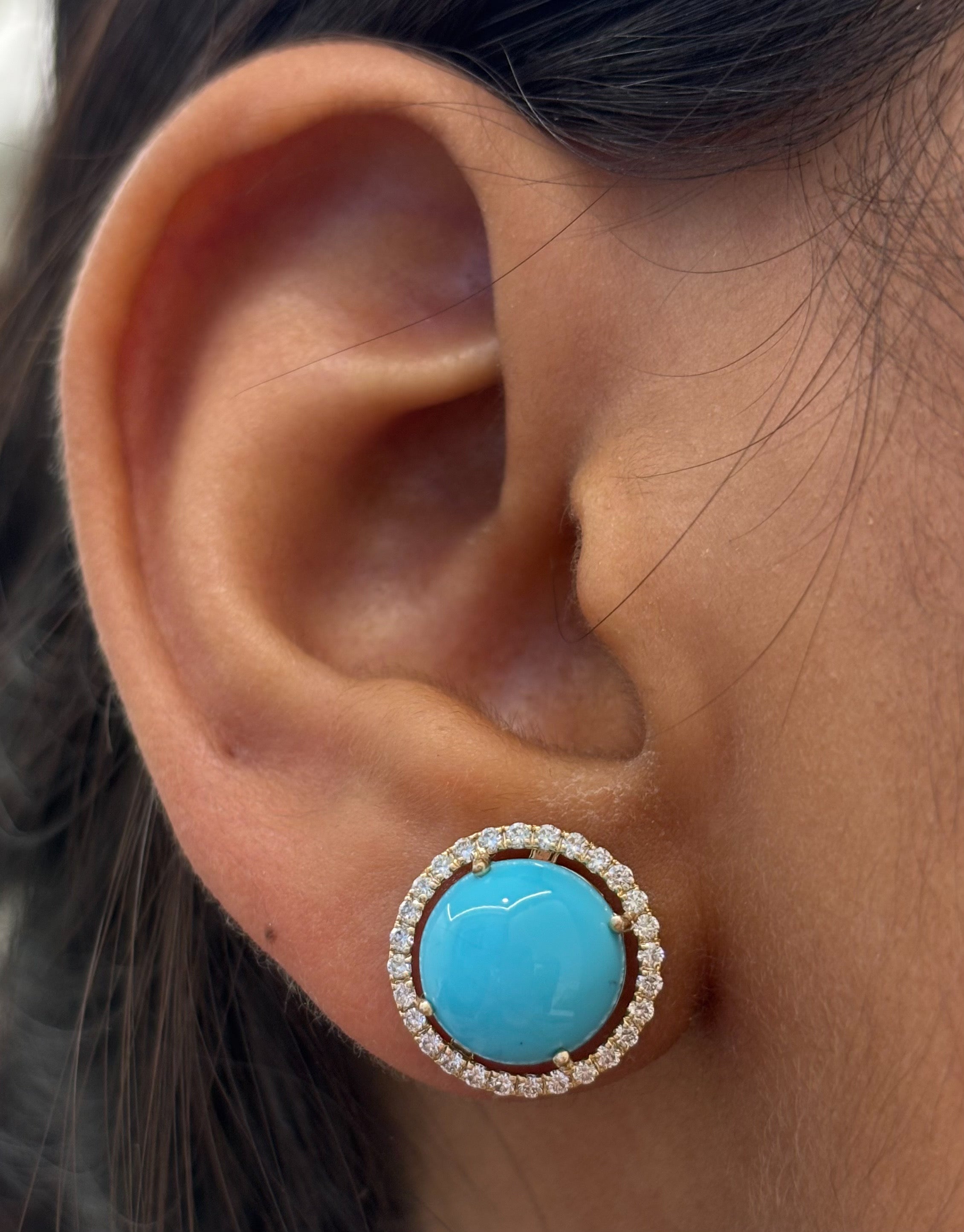 JPERG-4537/12854 Turquoise Diamond Earring | 14K