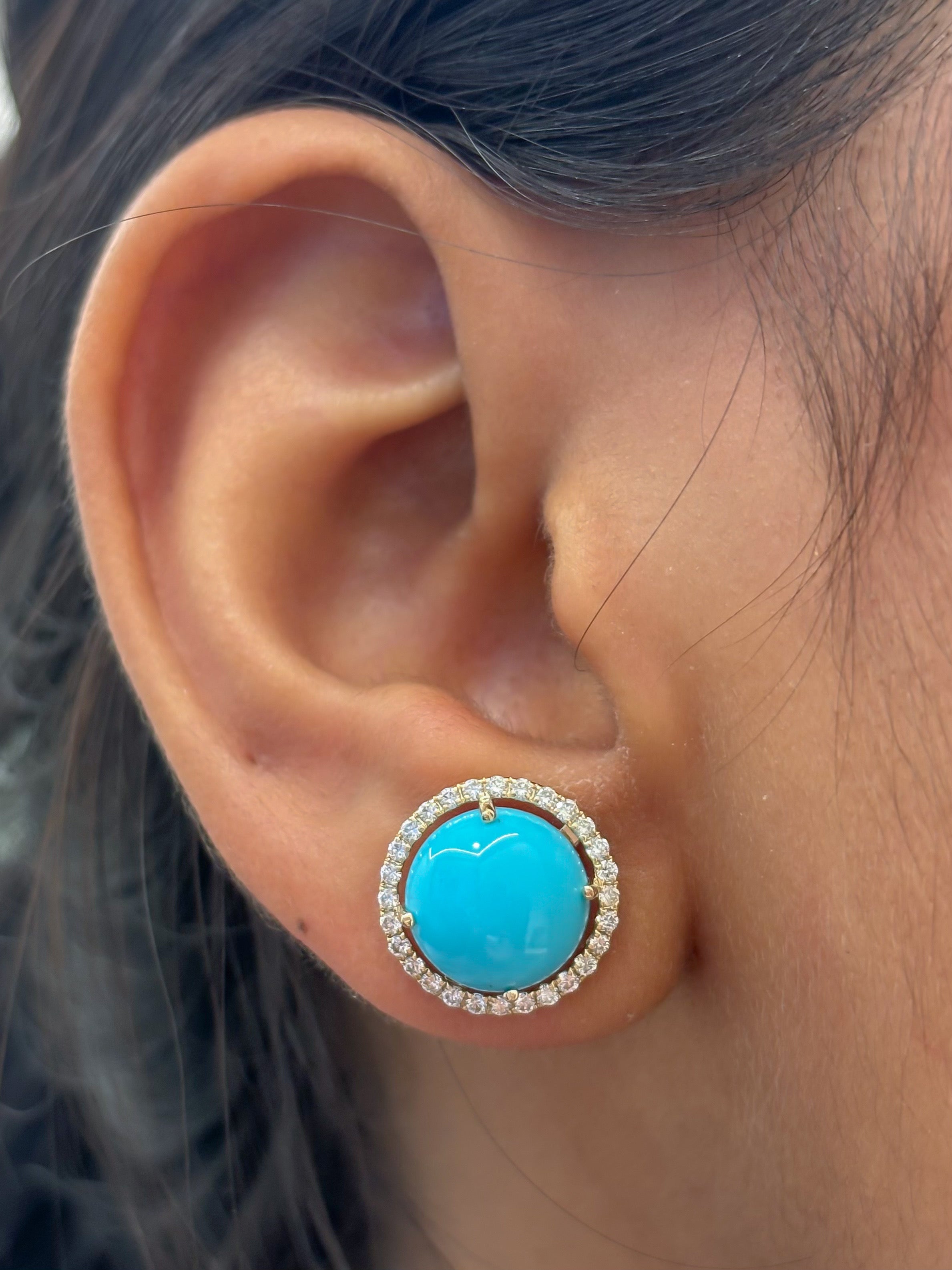 JPERG-4538/12855 Turquoise Diamond Earring | 14K