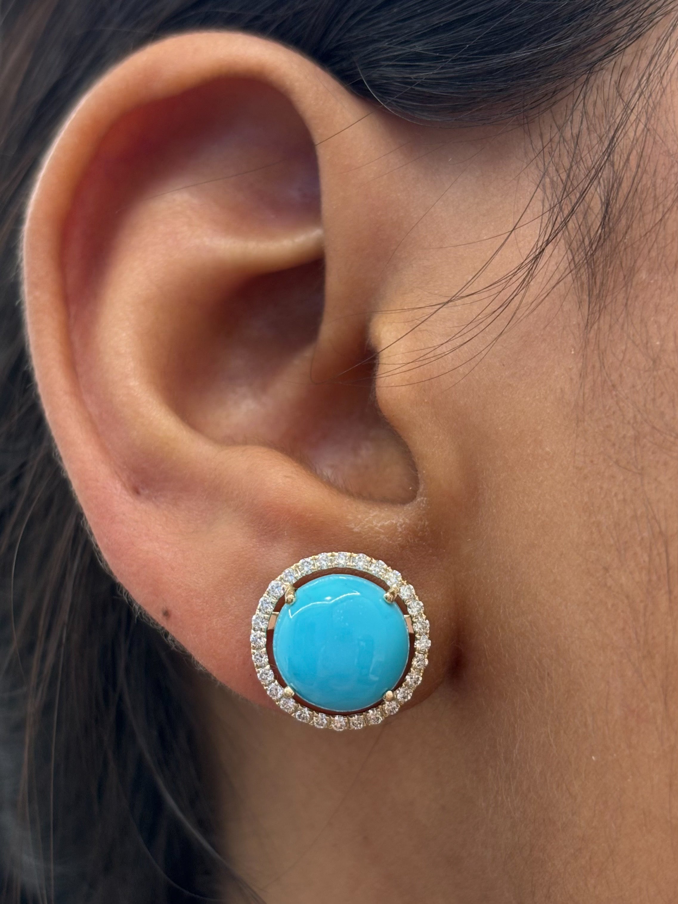 JPERG-4539/12856 Turquoise Diamond Earring | 14K