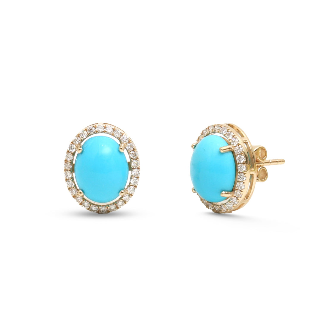 JPERG-4540/12858 Diamond Turquoise Earring | 14K