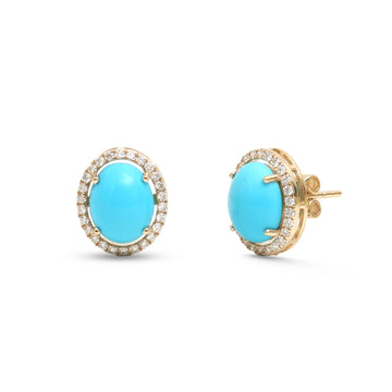 JPERG-4540/12858 Diamond Turquoise Earring | 14K