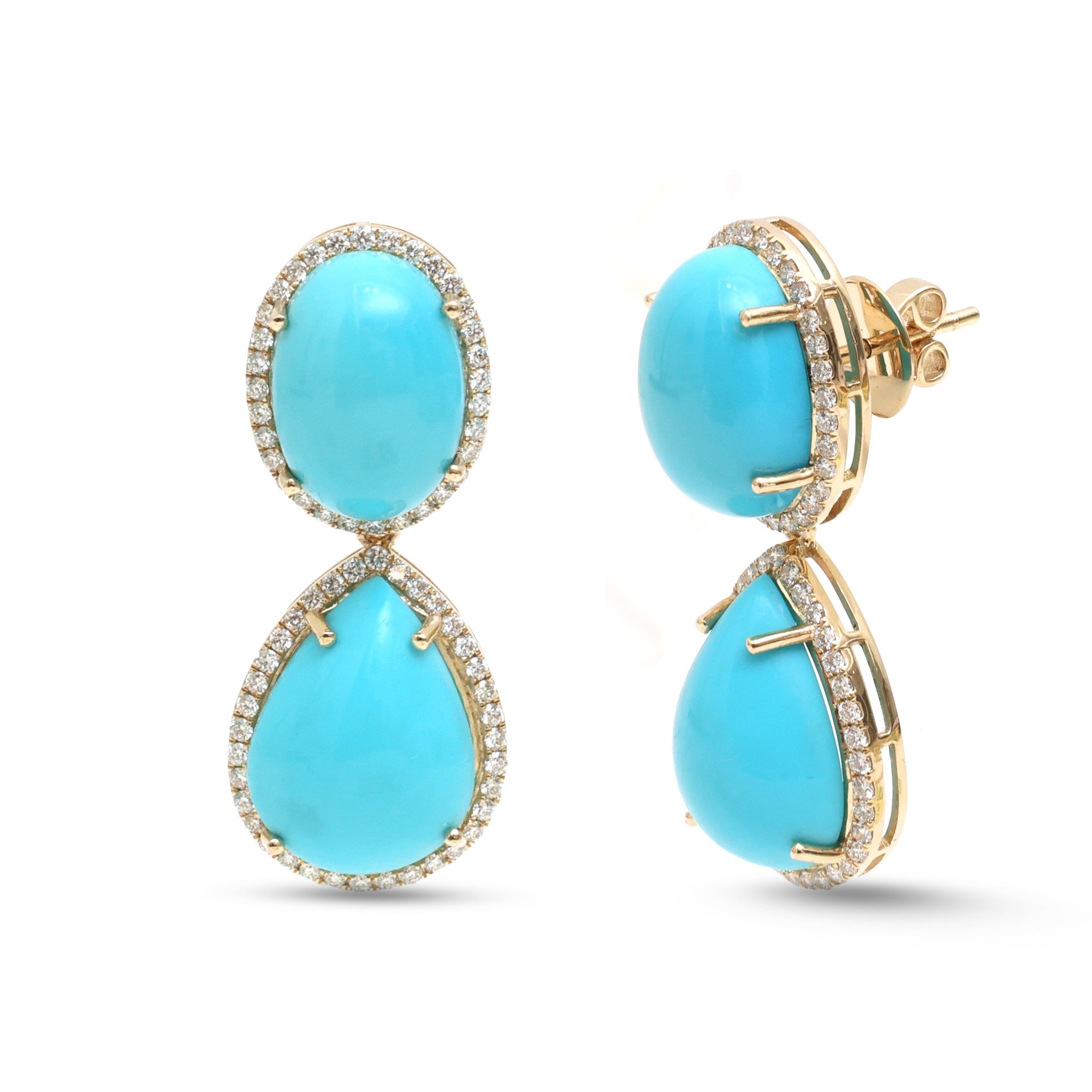 JPERG-4541/12859 Diamond Turquoise Earring | 14K