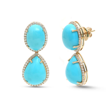 JPERG-4541/12859 Diamond Turquoise Earring | 14K