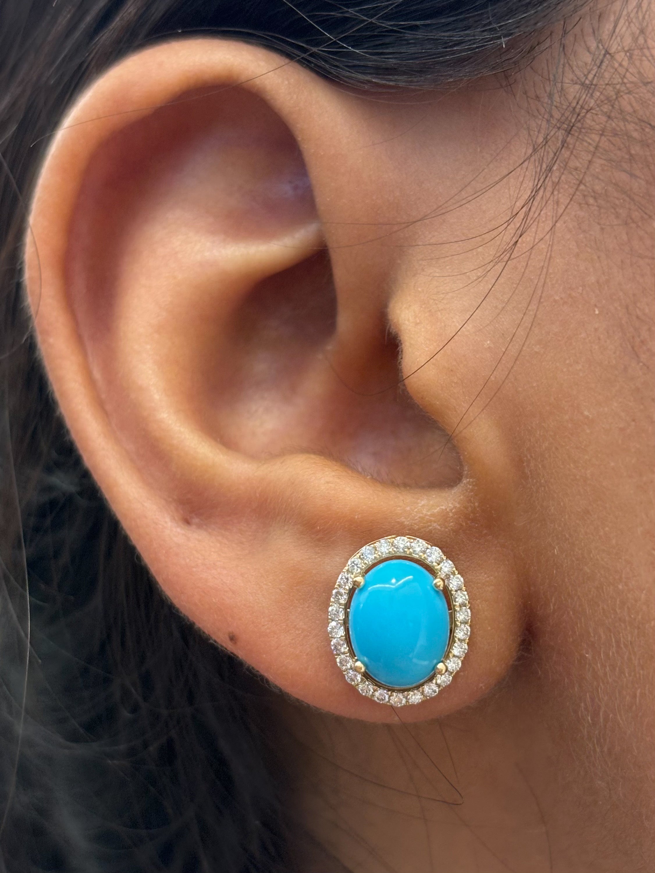 JPERG-4542/12860 Diamond Turquoise Earring | 14K