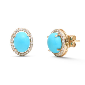 JPERG-4542/12860 Diamond Turquoise Earring | 14K