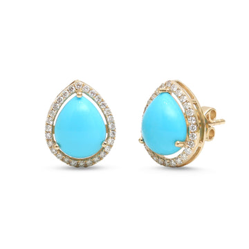 JPERG-4543/12861 Diamond Turquoise Earring | 14K