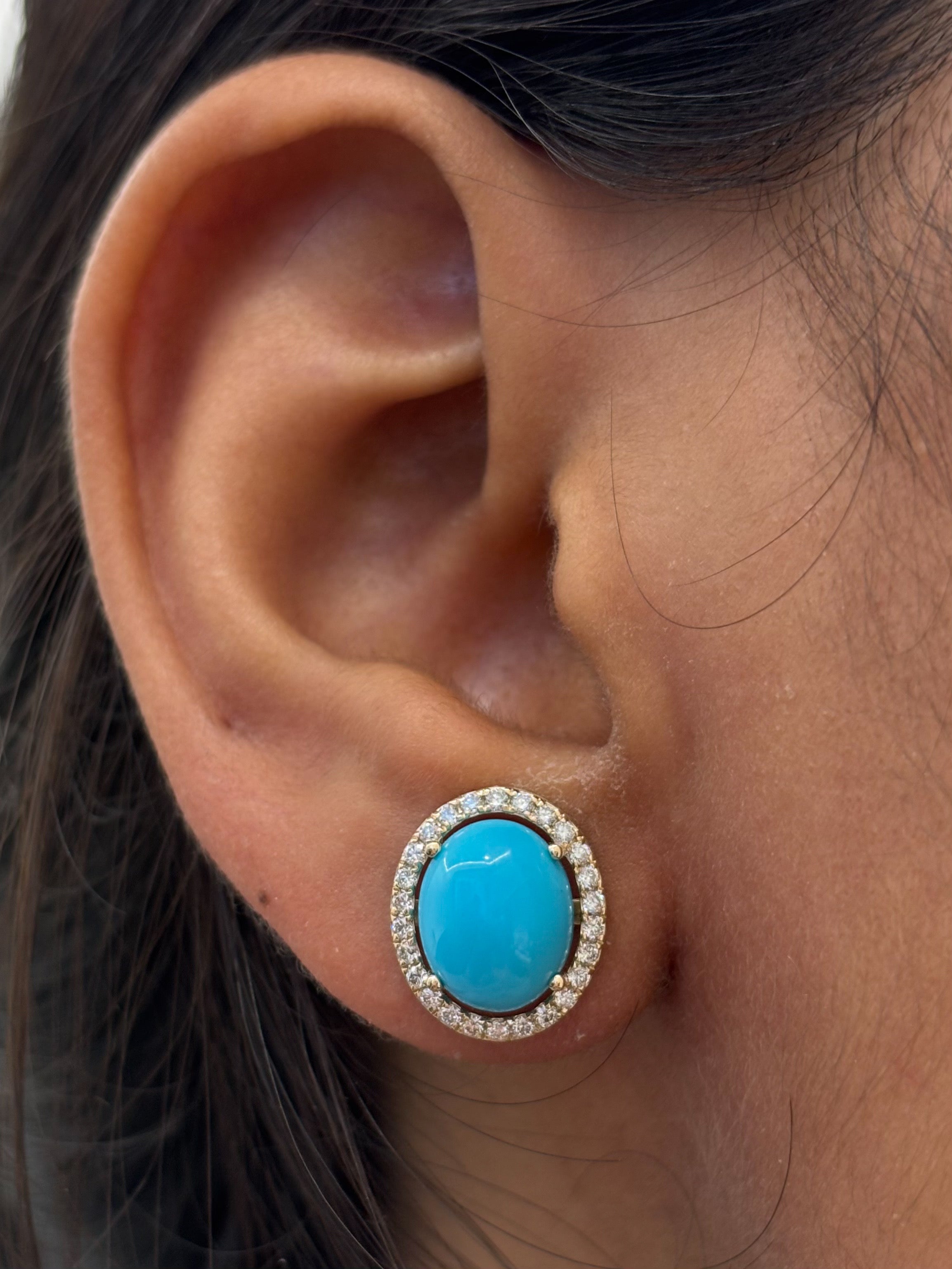 JPERG-4546/12866 Diamond Turquoise Earring | 14K