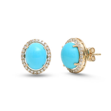 JPERG-4546/12866 Diamond Turquoise Earring | 14K