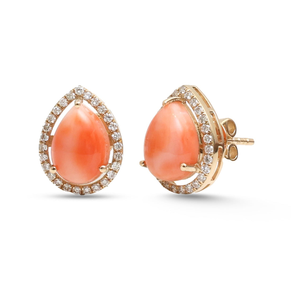 JPERG-4547/12869 Diamond Coral Earring | 14K