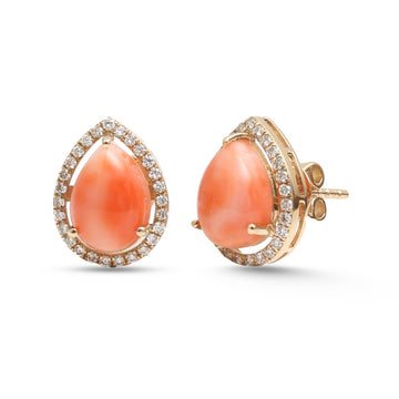 JPERG-4547/12869 Diamond Coral Earring | 14K