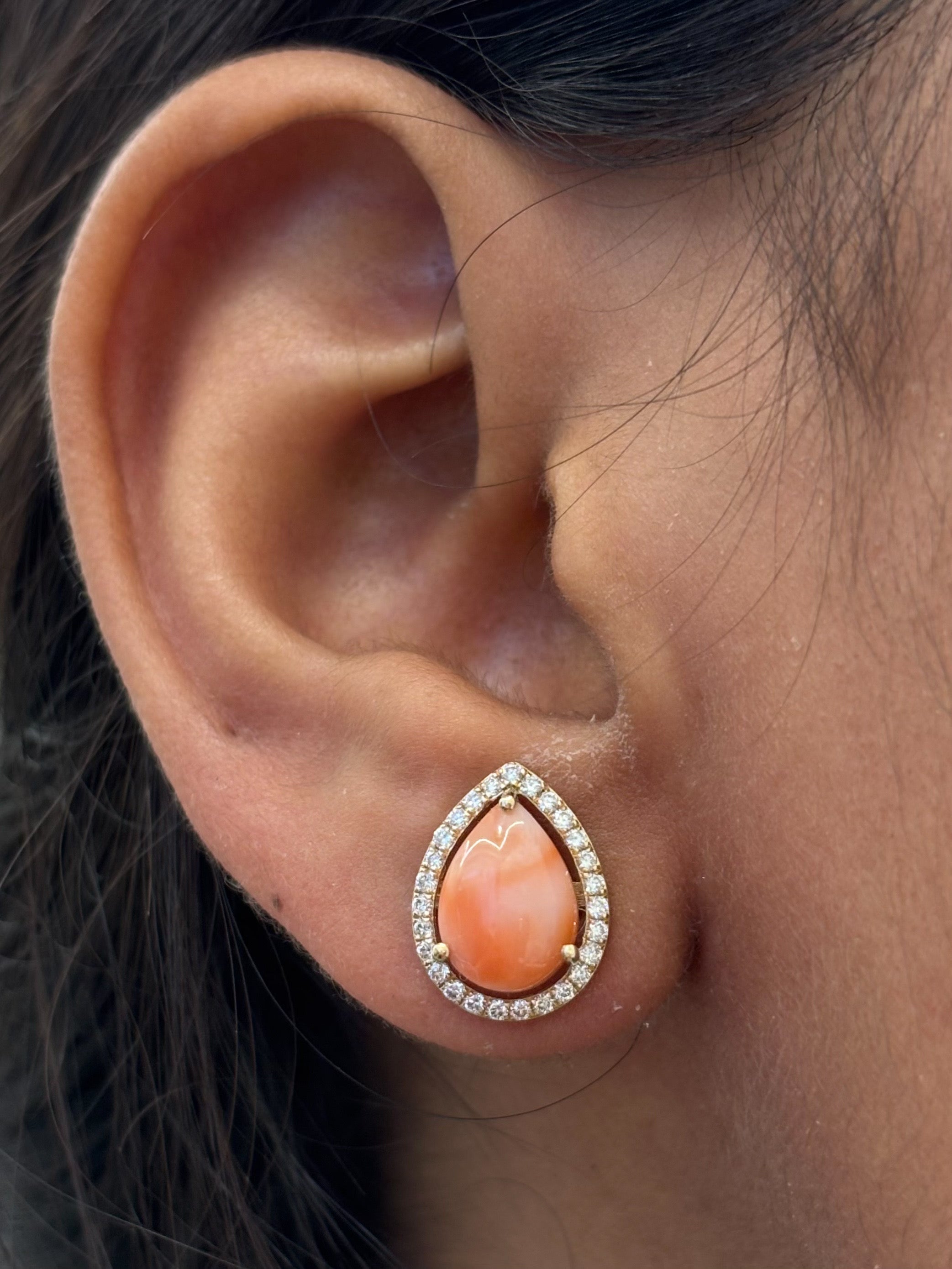 JPERG-4549/12871 Diamond Coral Earring | 14K
