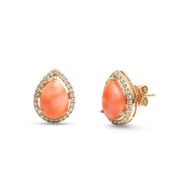 JPERG-4549/12871 Diamond Coral Earring | 14K