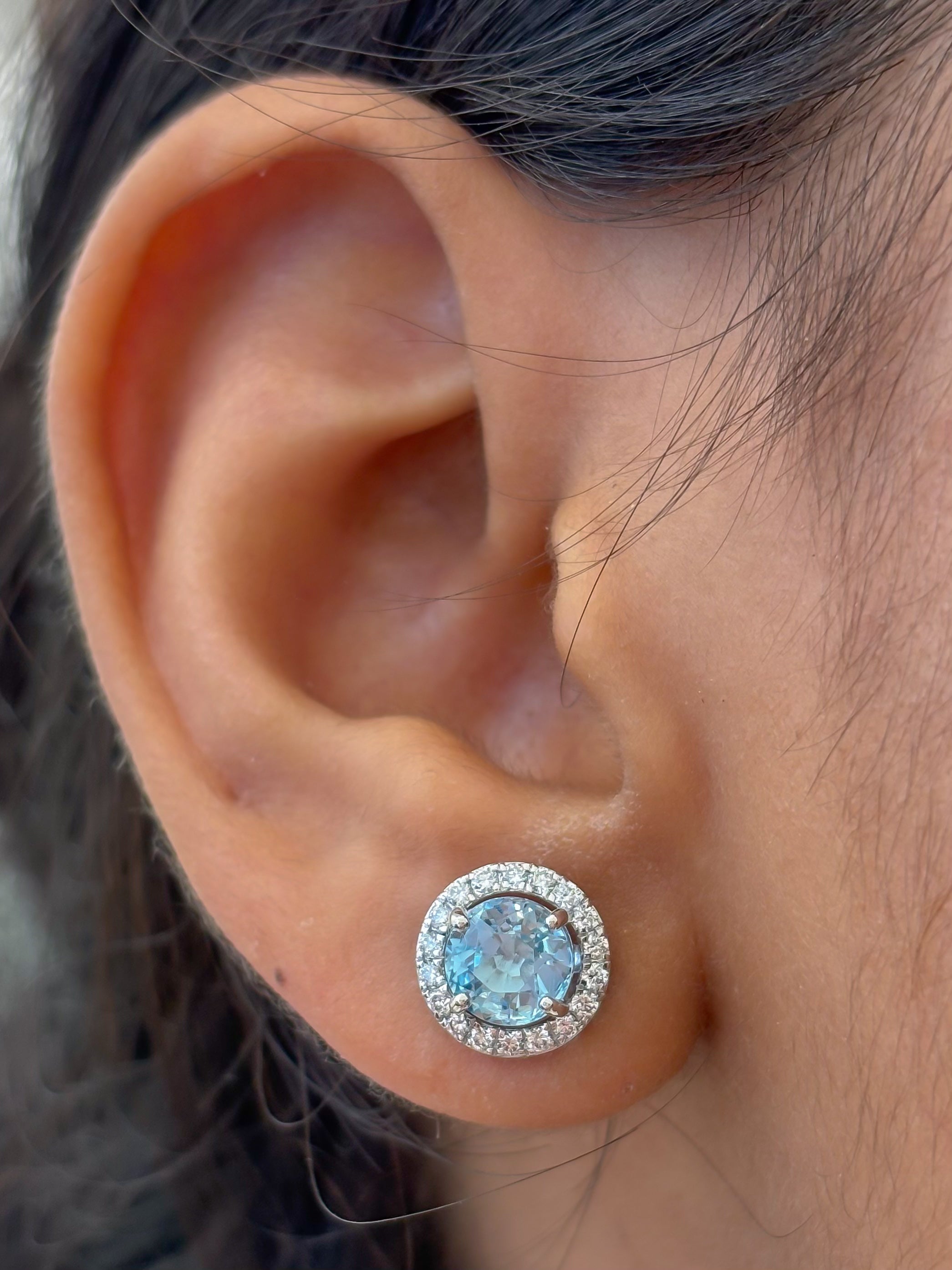JPERG-4553/12897 Aquamarine Diamond Earring | 14K