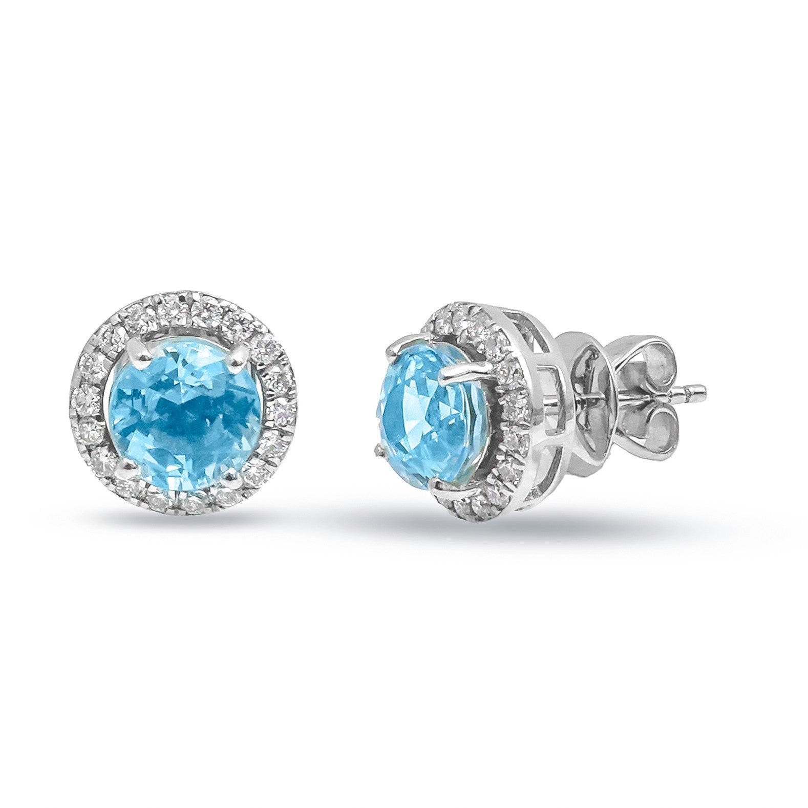 JPERG-4553/12897 Aquamarine Diamond Earring | 14K