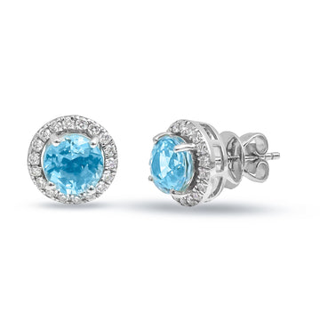 JPERG-4553/12897 Aquamarine Diamond Earring | 14K