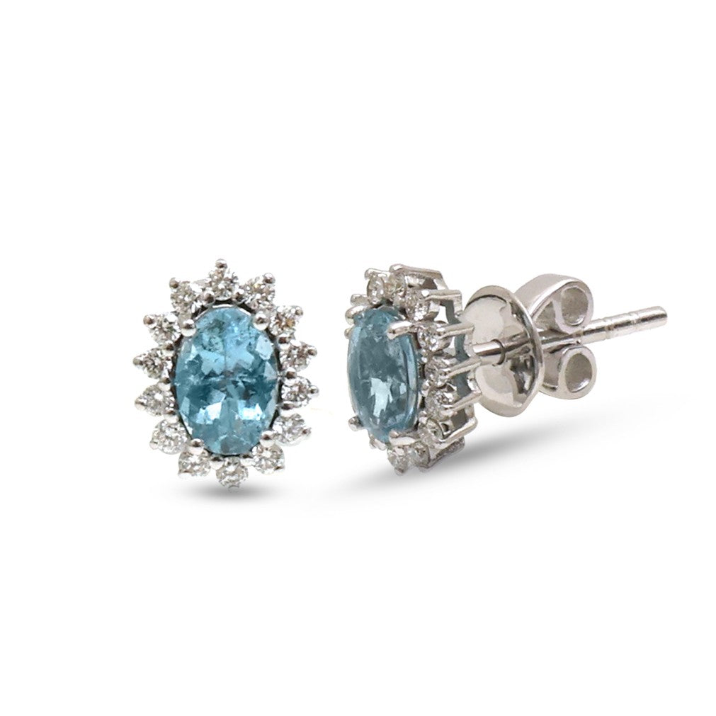 JPERG-4554/12899 Aquamarine Diamond Earring | 14K