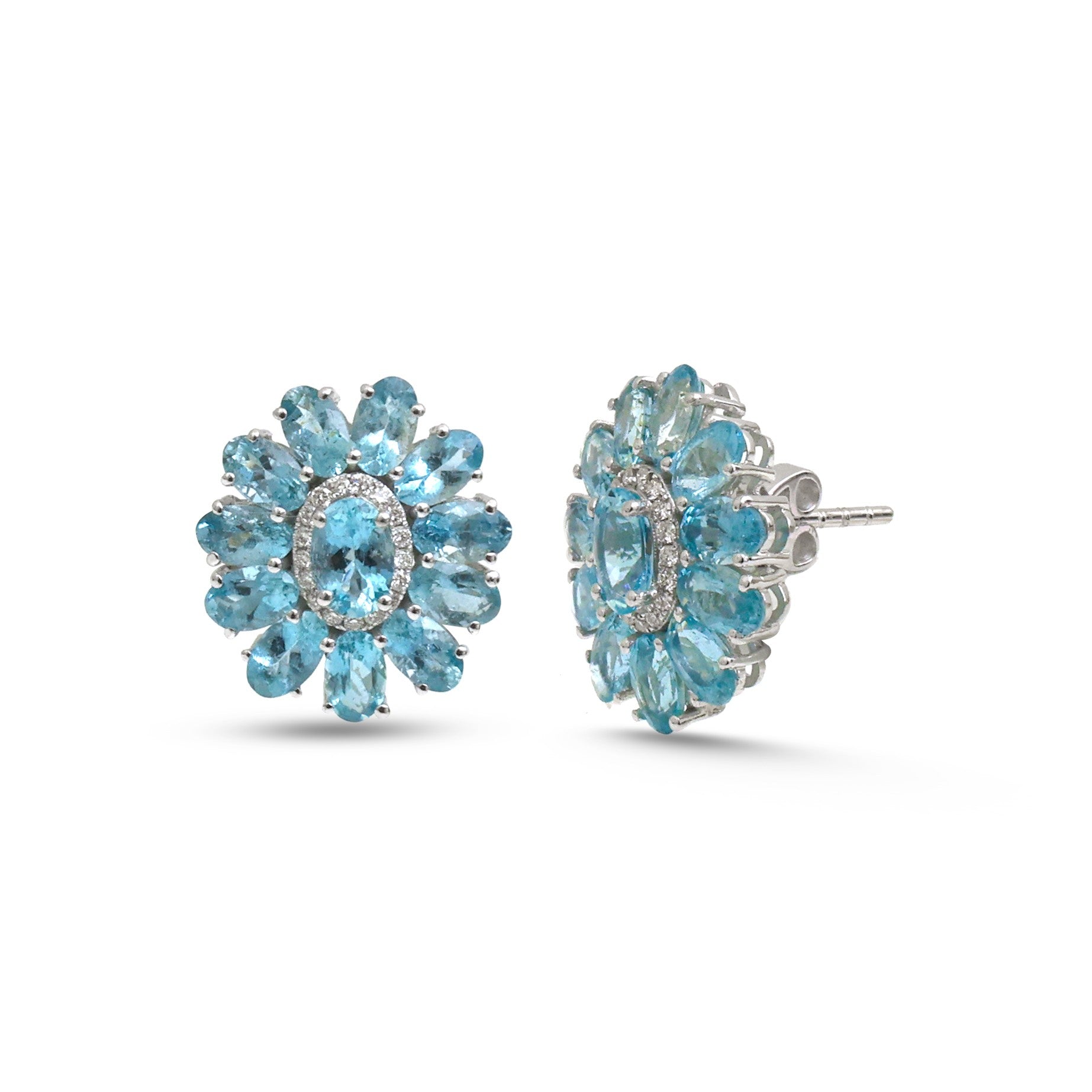 JPERG-4555/12900 Diamond Aquamarine Earring | 14K