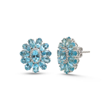 JPERG-4555/12900 Diamond Aquamarine Earring | 14K