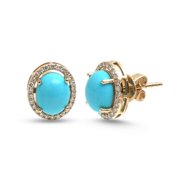 JPERG-4558/12903 Diamond Turquoise Earring | 14K