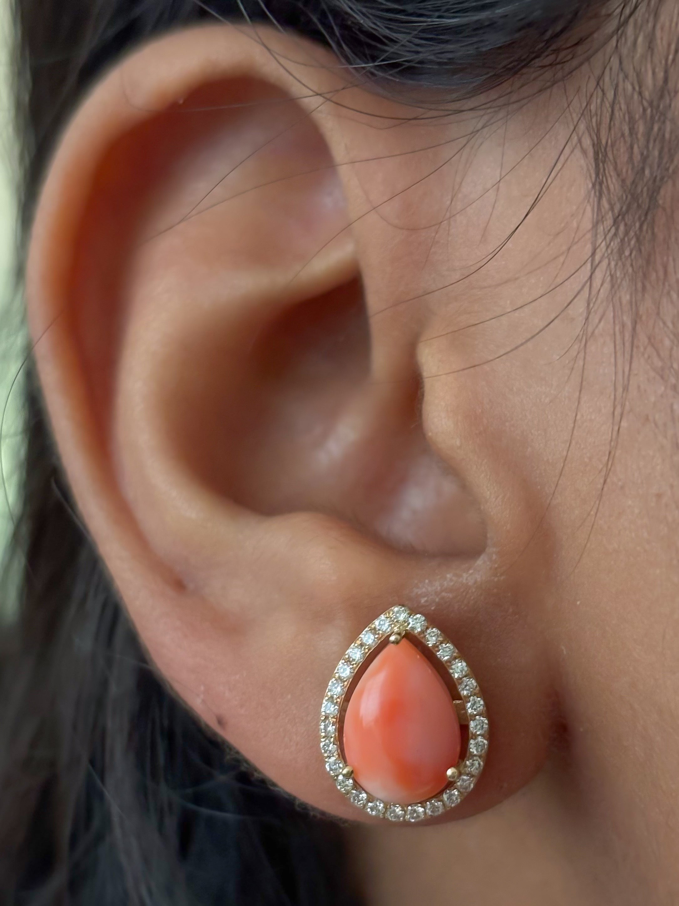 JPERG-4559/12904 Diamond Coral Earring | 14K