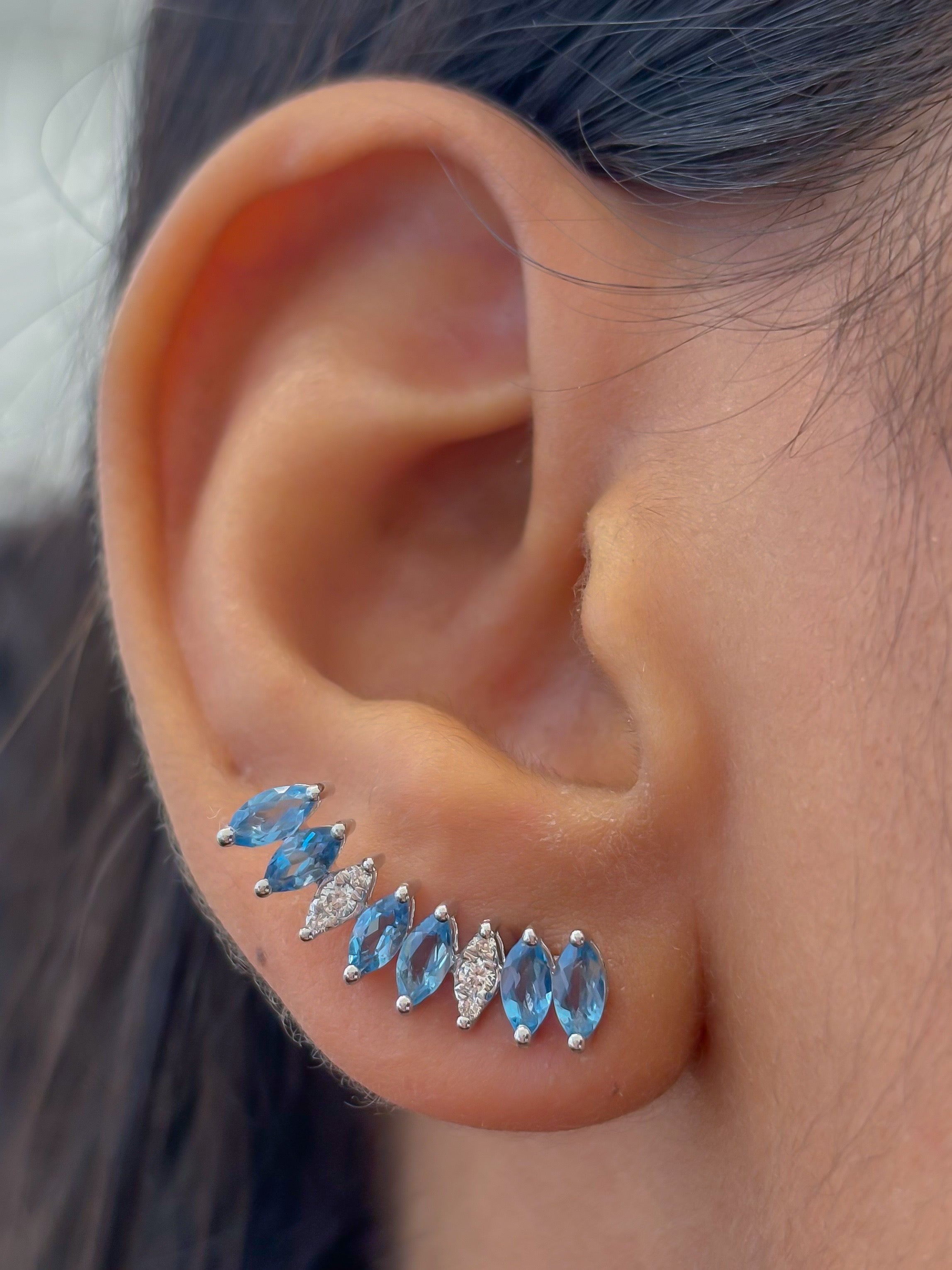 JPERG-4563/12935 Aquamarine Diamond Earring | 18K