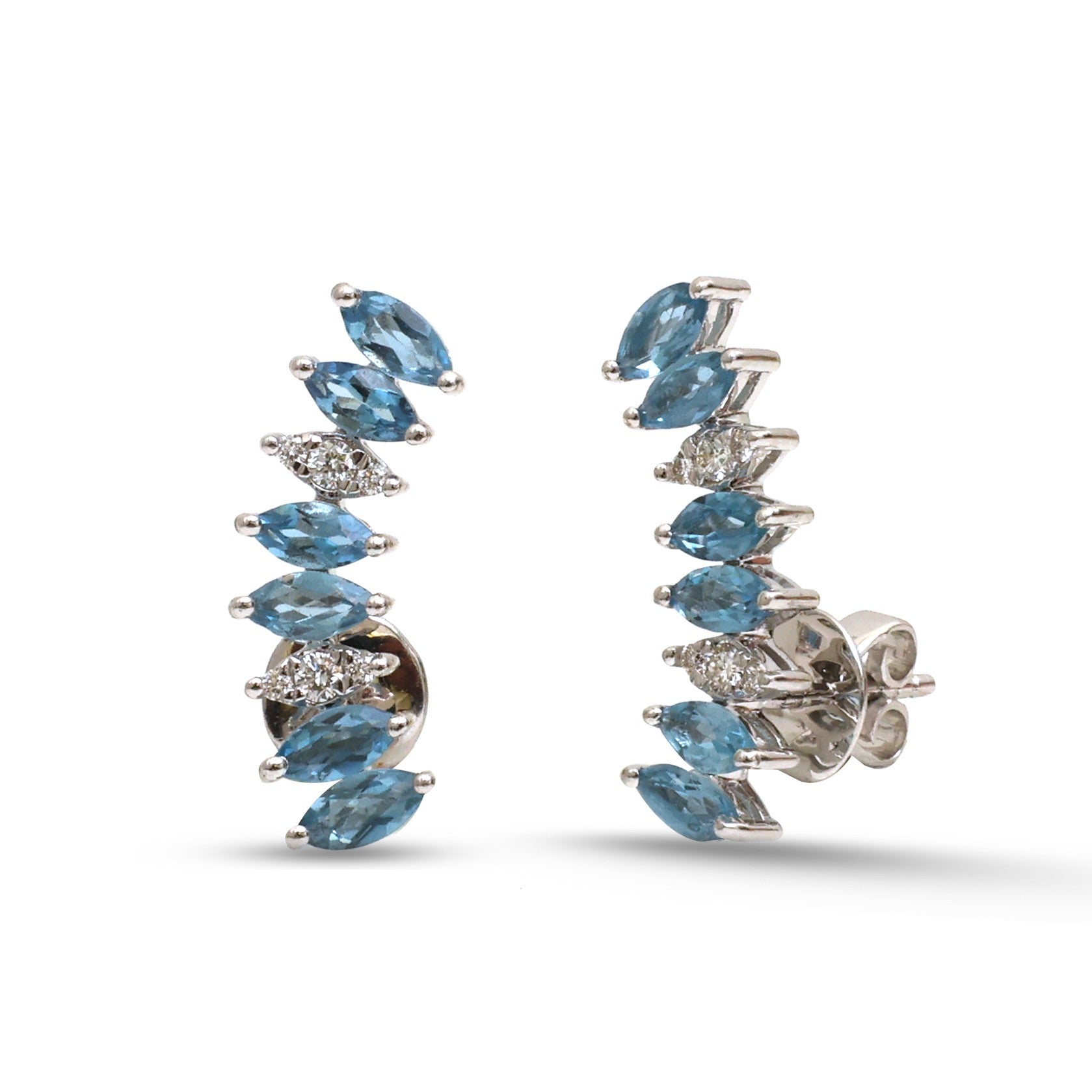 JPERG-4563/12935 Aquamarine Diamond Earring | 18K