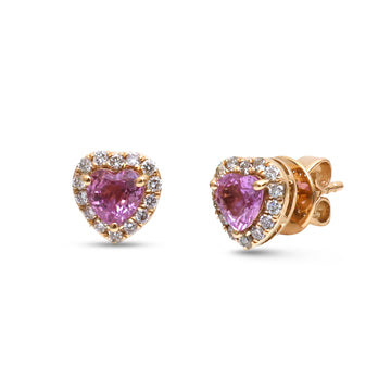 JPERG-4567/12939 Pink Sapphire Diamond Earring | 18K