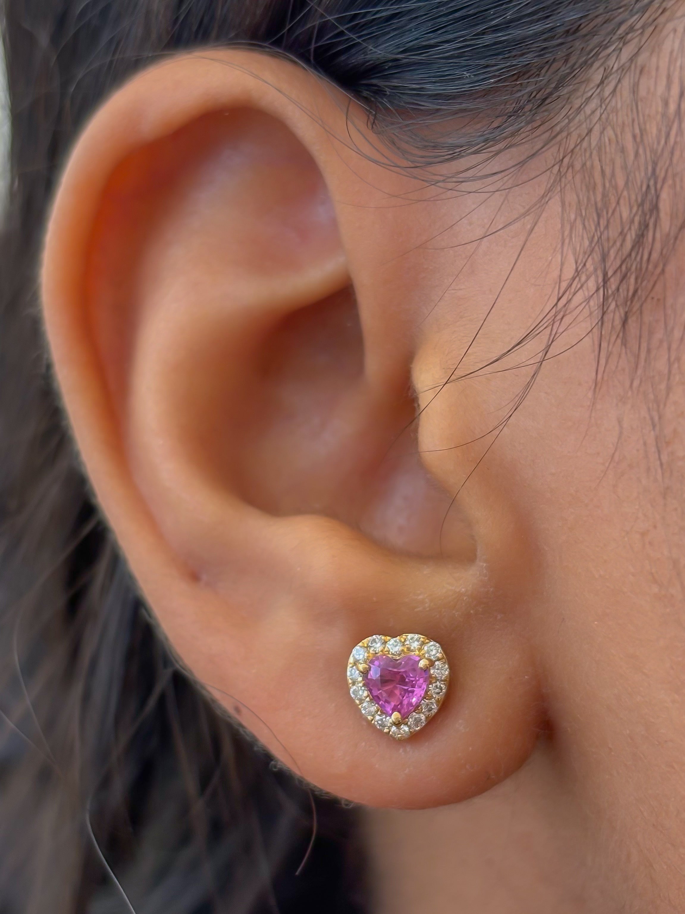JPERG-4568/12940 Pink Sapphire Diamond Earring | 18K
